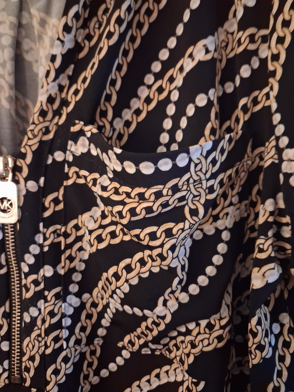 Michael Kors 90'S Vintage Chain-Print Long Sleeve V-Neck Sz L - Picture 4 of 6